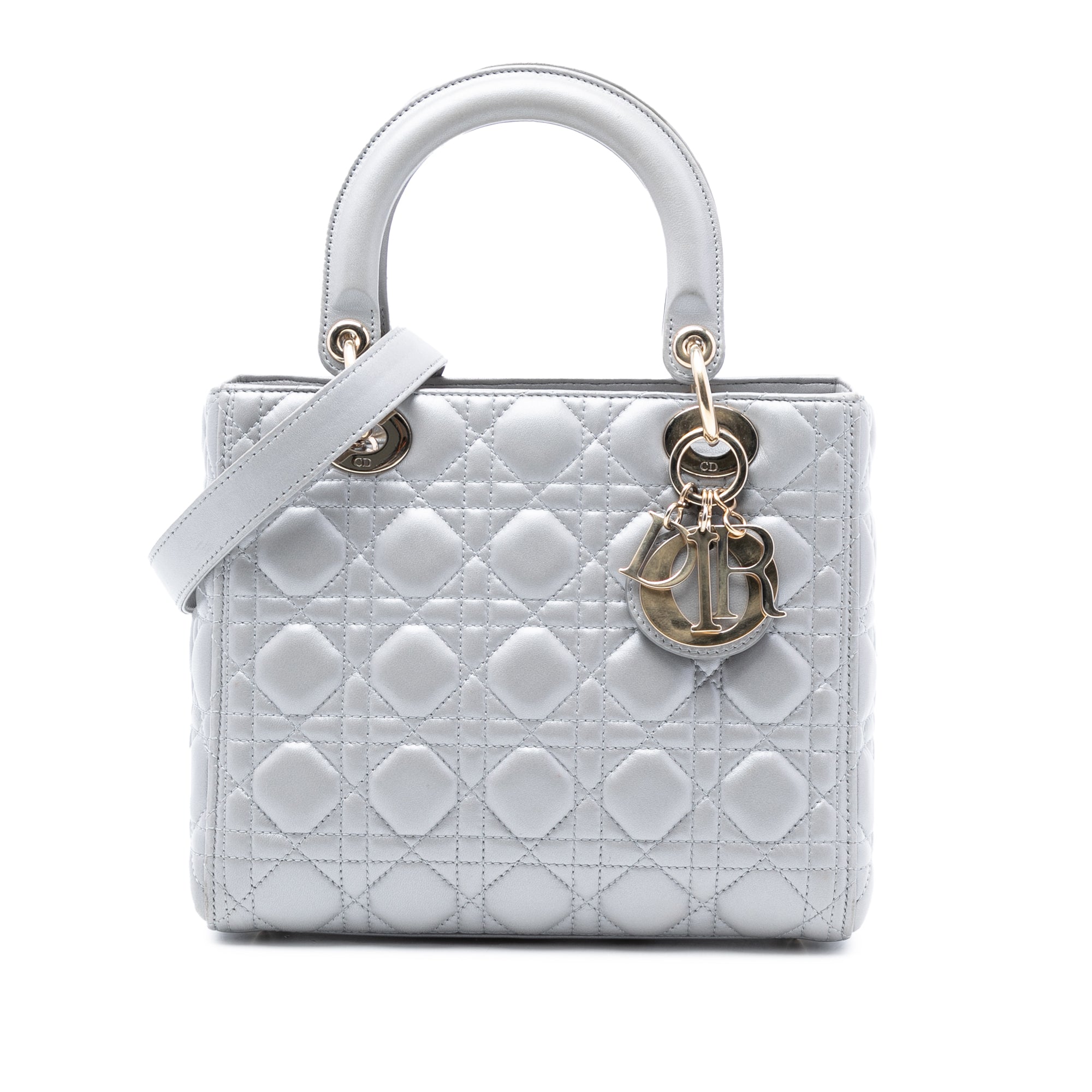 Medium Pearlescent Lambskin Cannage Lady Dior - Image 1
