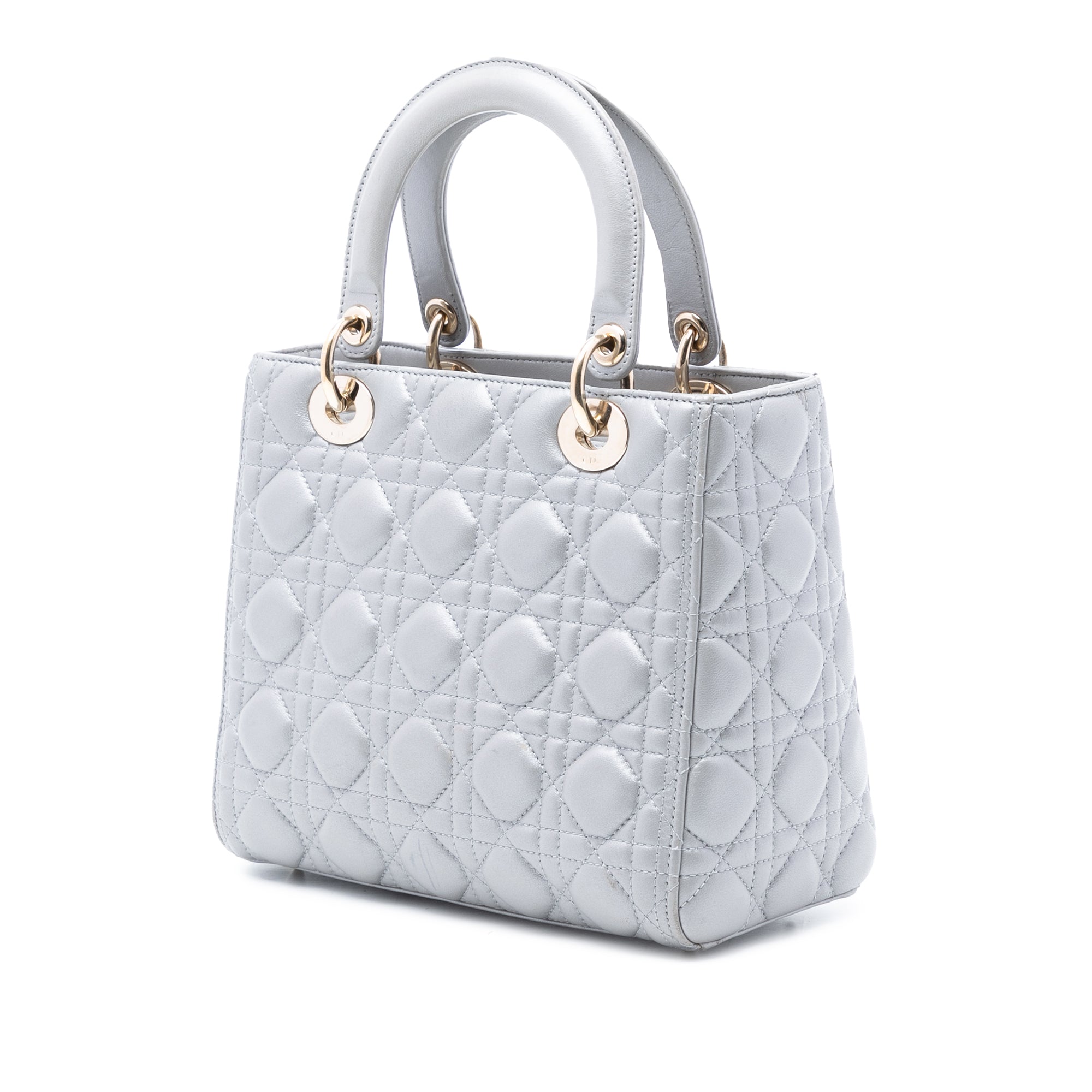 Medium Pearlescent Lambskin Cannage Lady Dior - Image 2