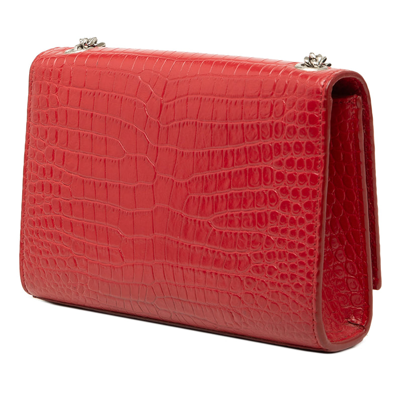 Small Croc Embossed Leather Monogram Kate Tassel Crossbody - Image 2