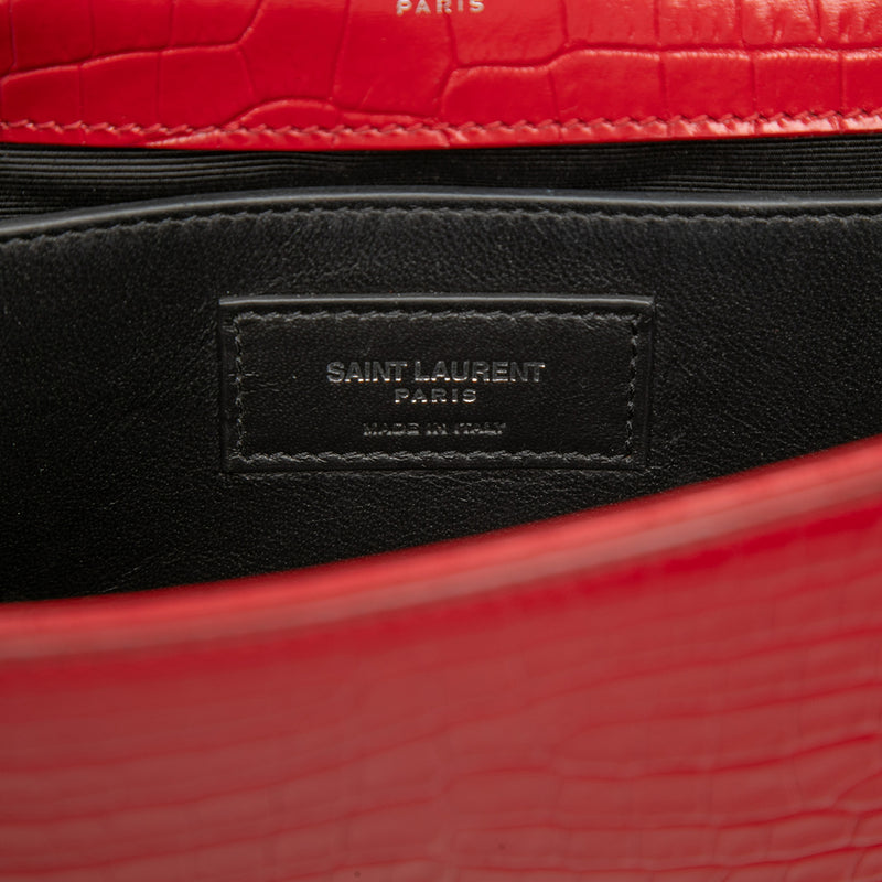 Small Croc Embossed Leather Monogram Kate Tassel Crossbody - Image 5