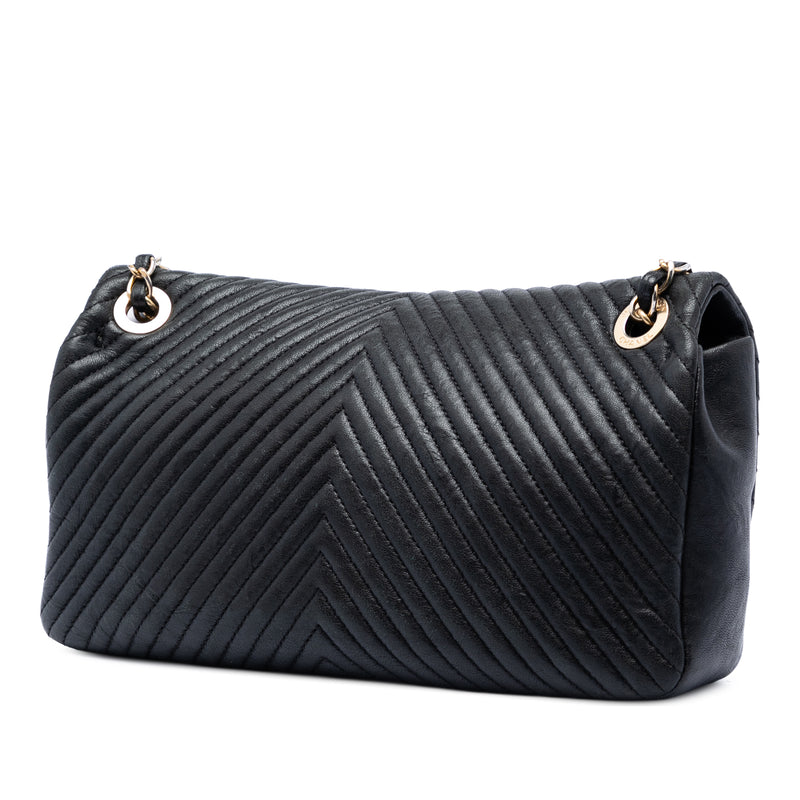 Medium Chevron Wrinkled Calfskin Medallion Charm Flap - Image 2