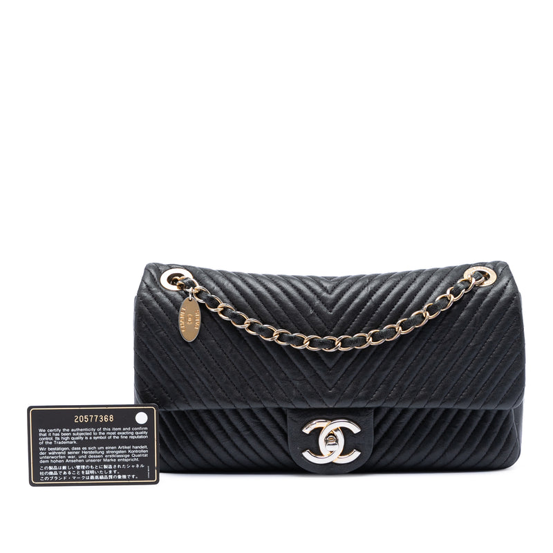 Medium Chevron Wrinkled Calfskin Medallion Charm Flap - Image 6