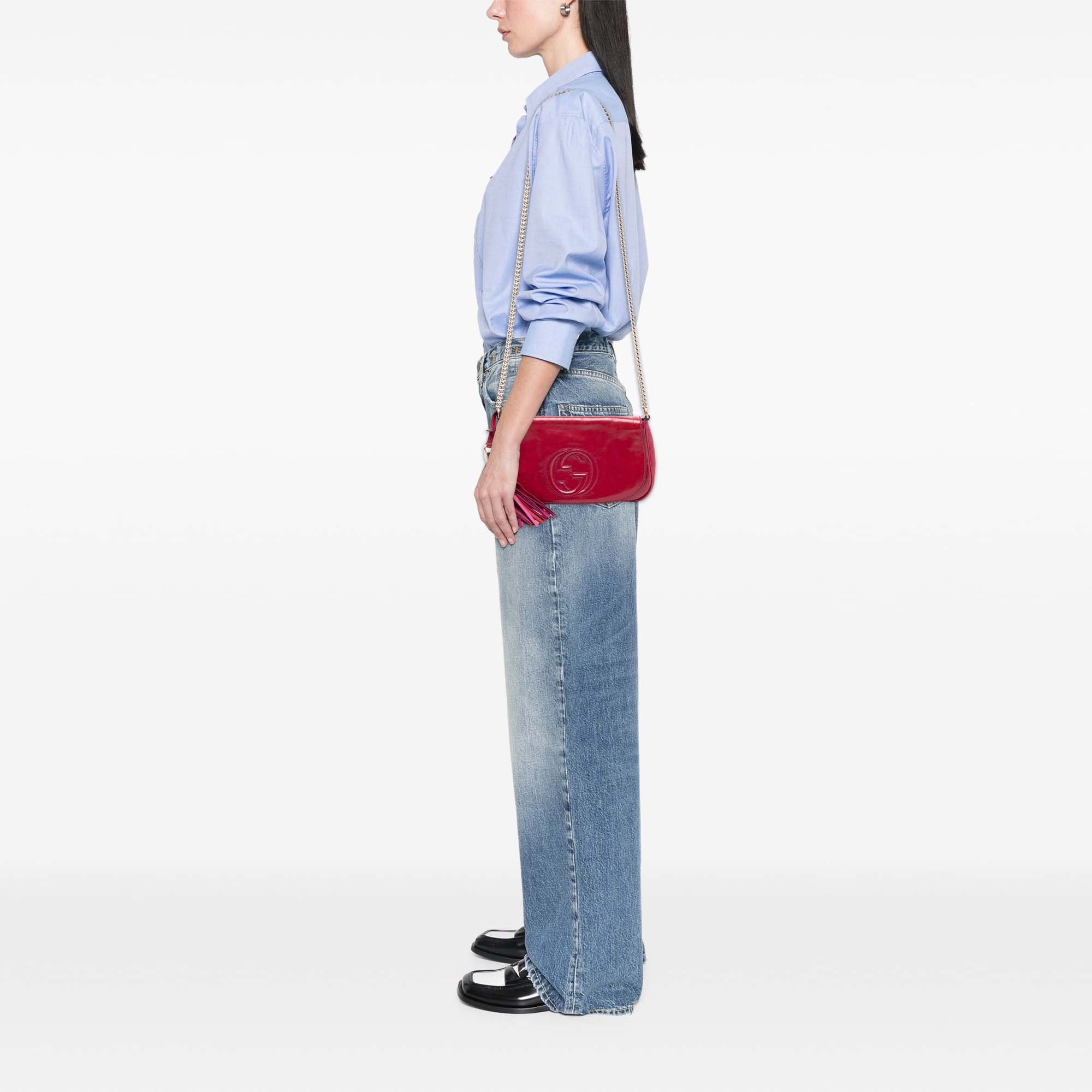 Medium Patent Soho Chain Flap Crossbody - Image 9