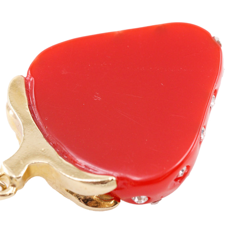 Gold Plated Resin and Strass Strawberry Heart Earrings - Image 5