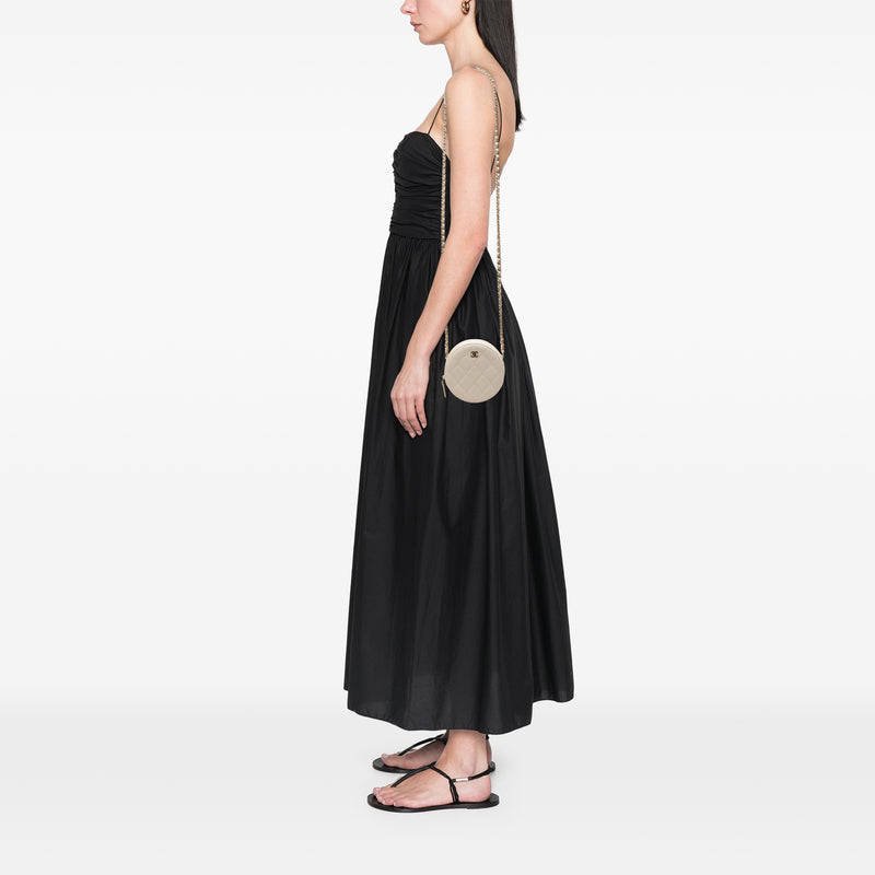 CC Quilted Caviar Round Clutch With Chain - Image 7