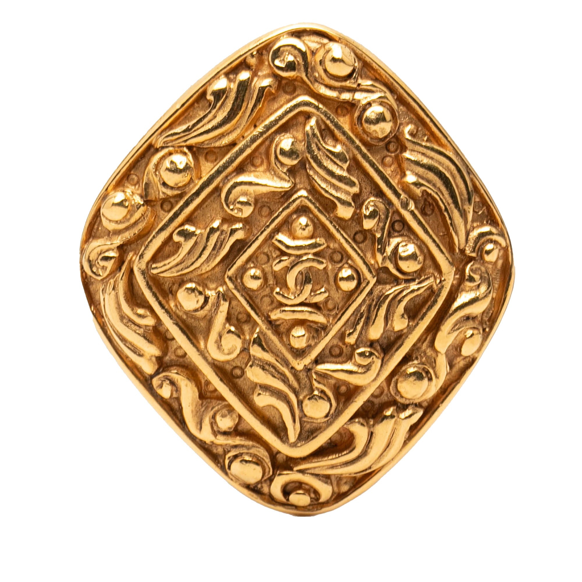 CC Gold Plated Diamond Brooch - Image 1