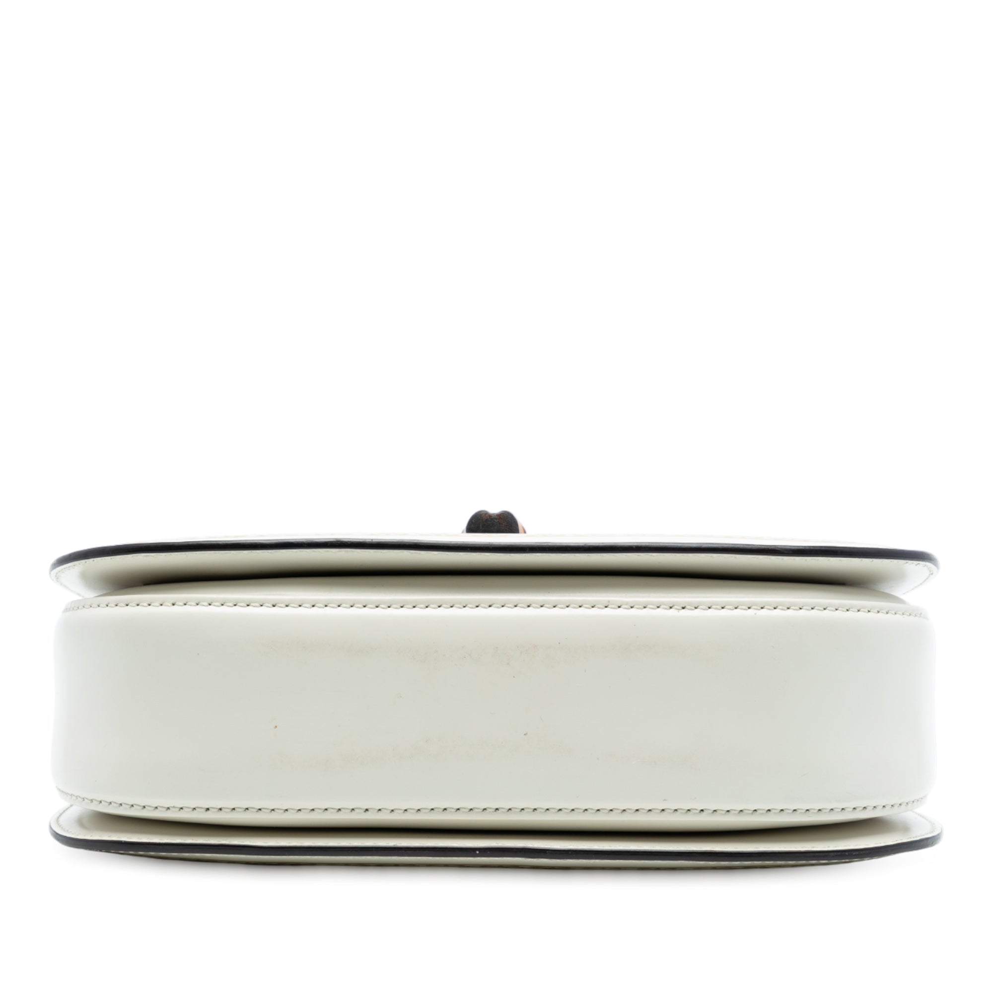 Calfskin Frame Print Bamboo Web Top Handle Bag - Image 3