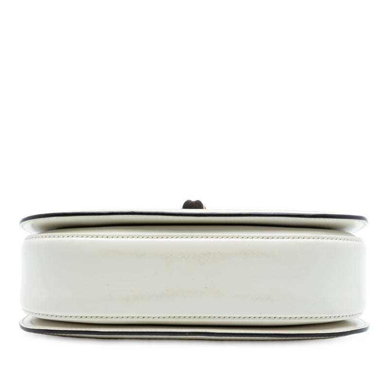 Calfskin Frame Print Bamboo Web Top Handle Bag - Image 3