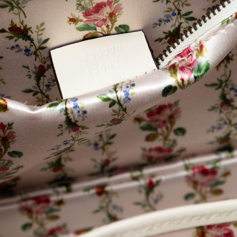 Calfskin Frame Print Bamboo Web Top Handle Bag - Image 6