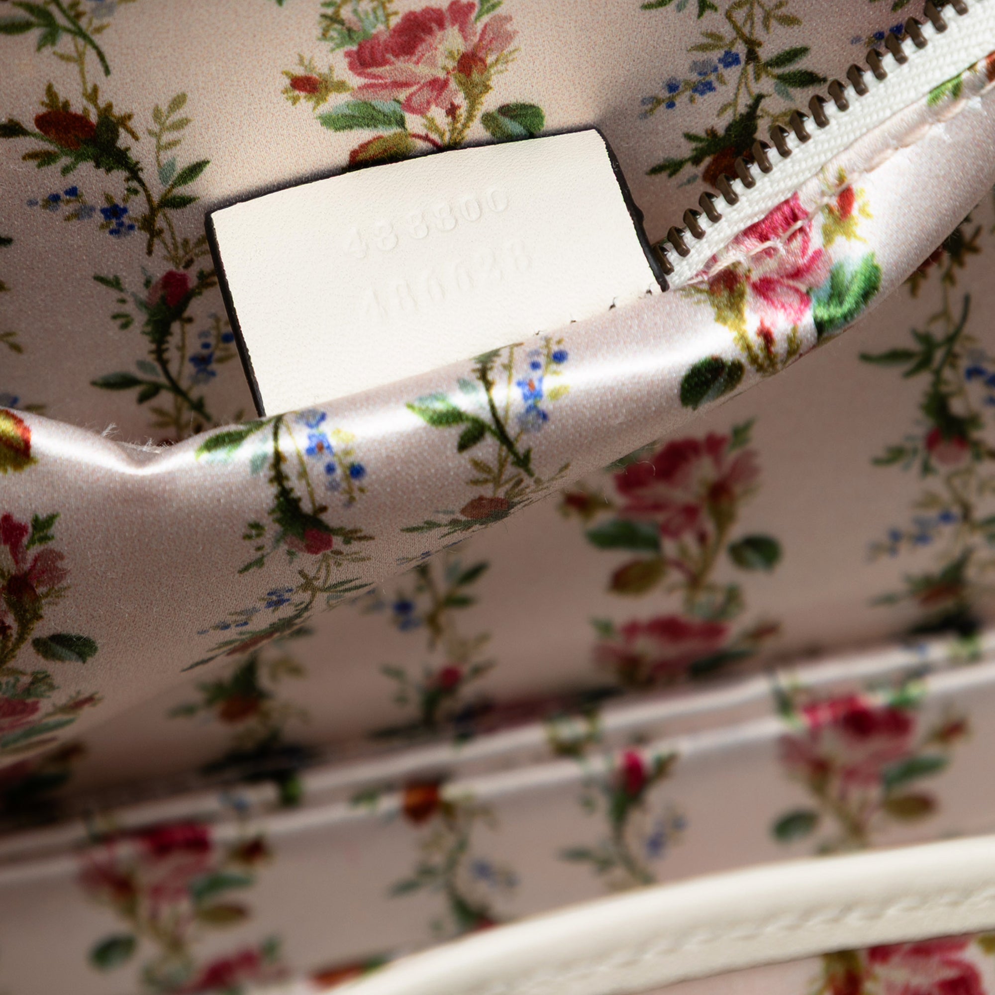 Calfskin Frame Print Bamboo Web Top Handle Bag - Image 6