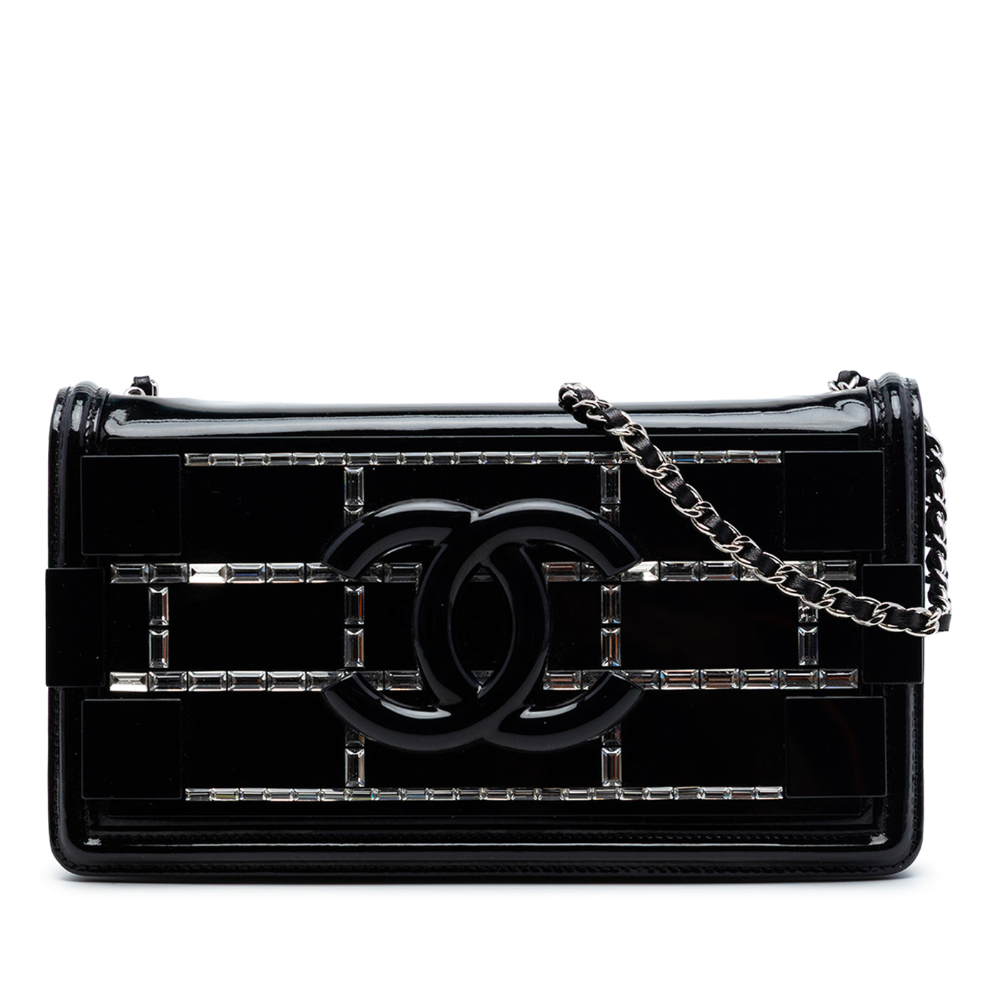 Patent and Acrylic Crystal Embellished Boy Brick Horizontal Flap - Image 1