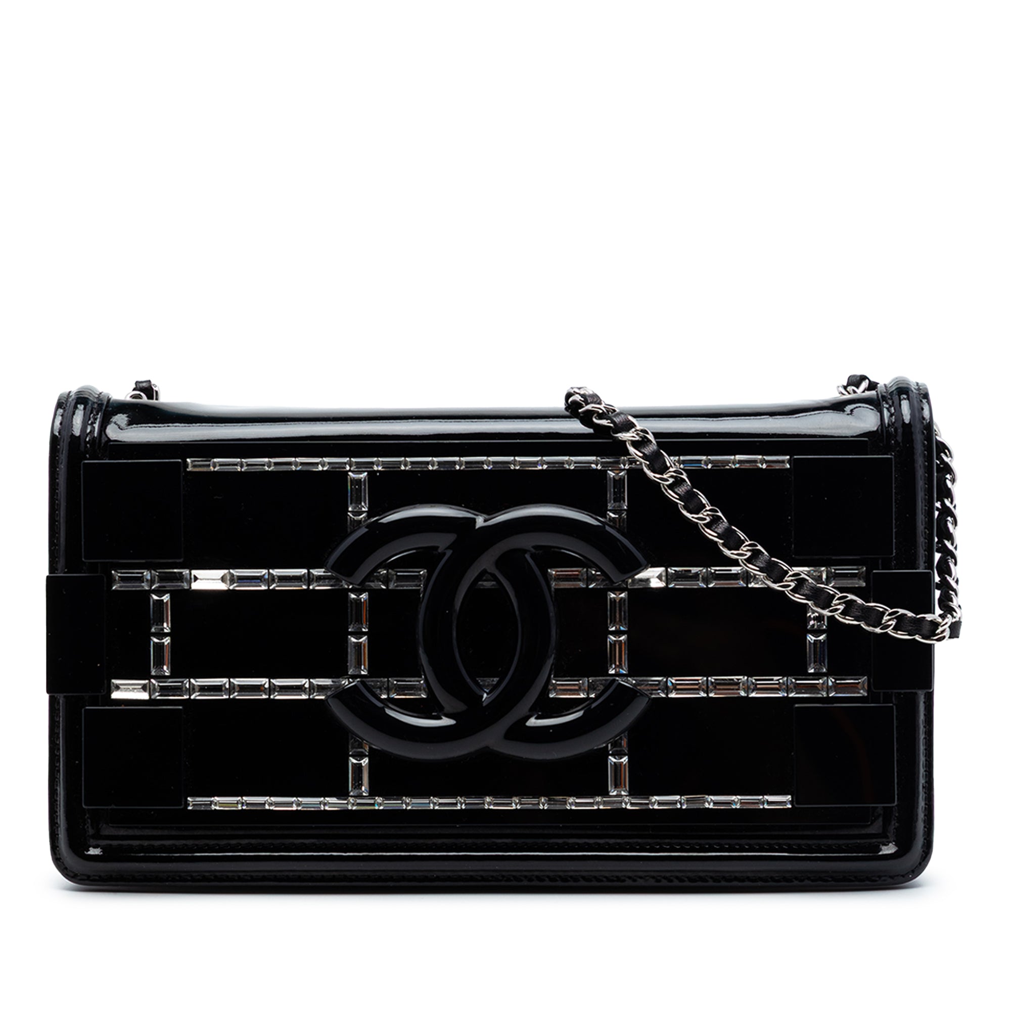 Patent and Acrylic Crystal Embellished Boy Brick Horizontal Flap - Image 1