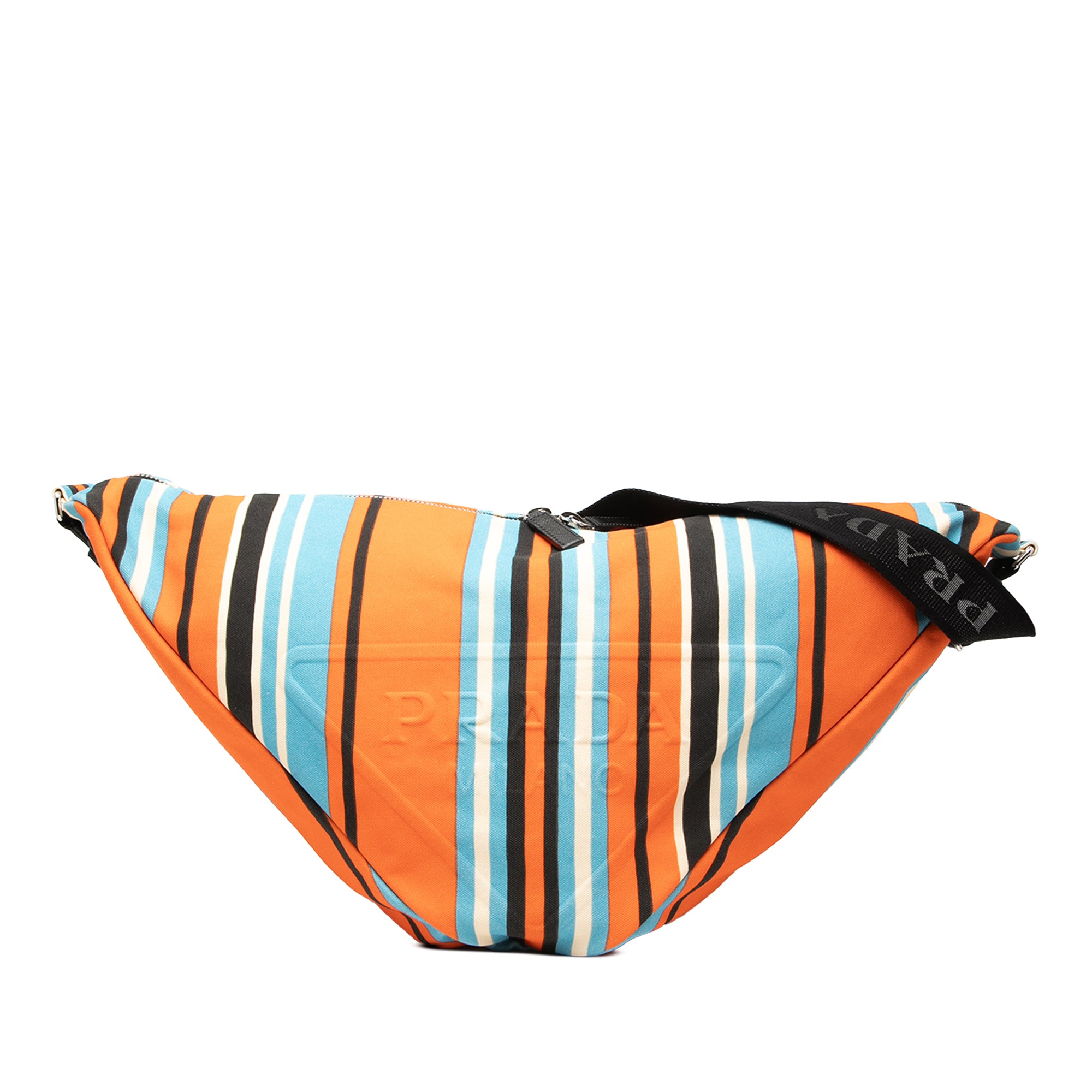 Canvas Striped Triangle Logo Shoulder Bag - Image 1