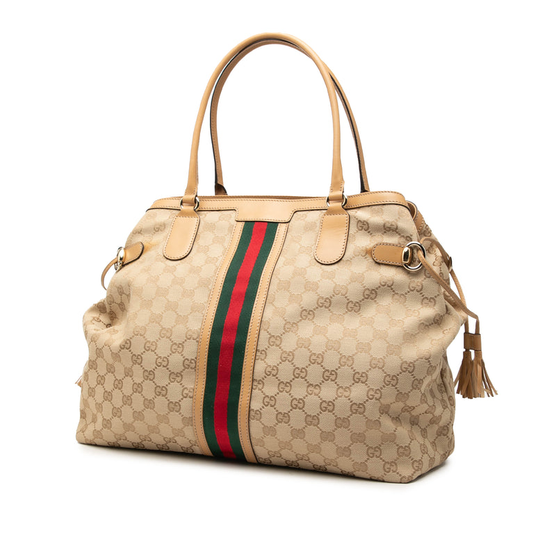 GG Canvas Web Tassel Tote - Image 2