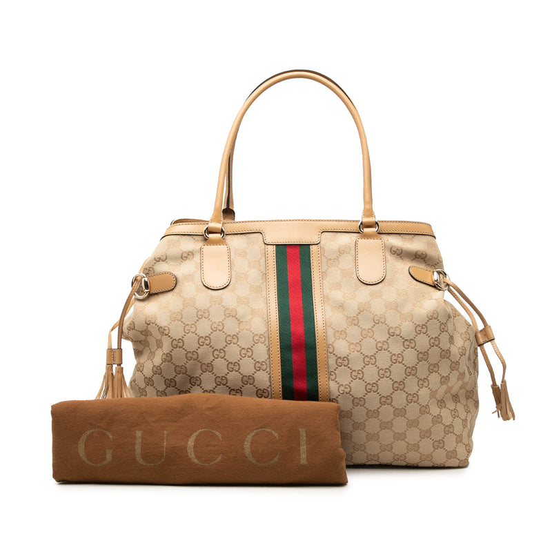 GG Canvas Web Tassel Tote - Image 9