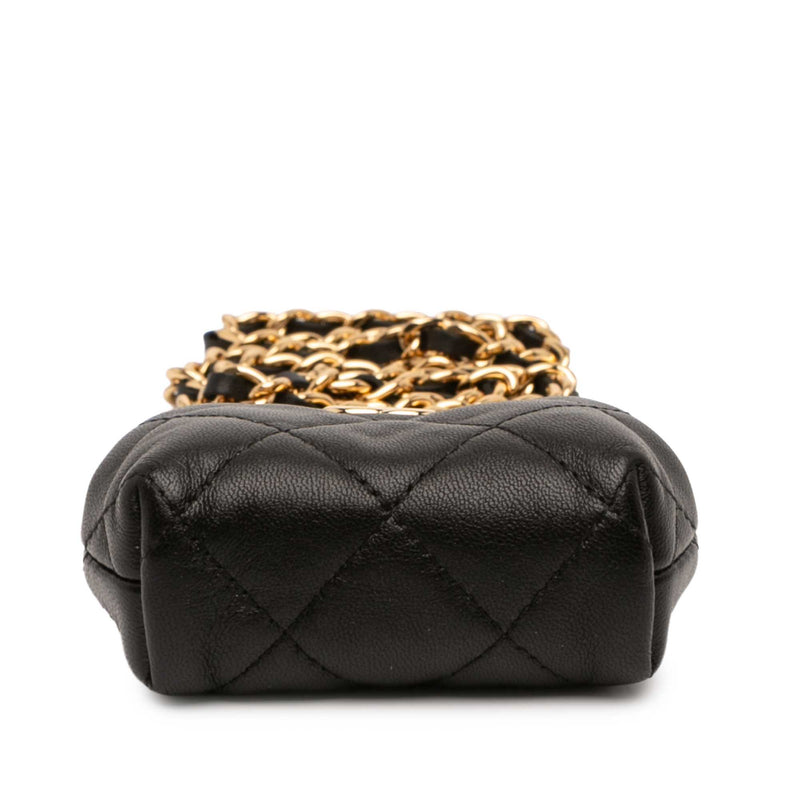 CC Quilted Lambskin Kiss Lock Clutch with Chain - Image 3