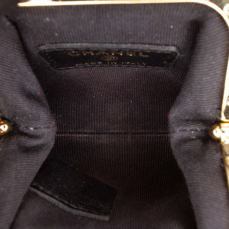 CC Quilted Lambskin Kiss Lock Clutch with Chain - Image 4