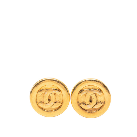 CC Gold Plated Round Clip On Earrings - Image 1