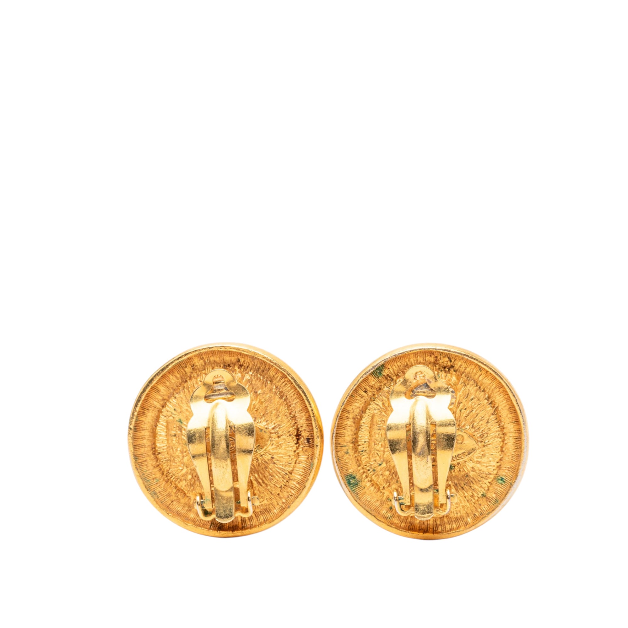 CC Gold Plated Round Clip On Earrings - Image 2