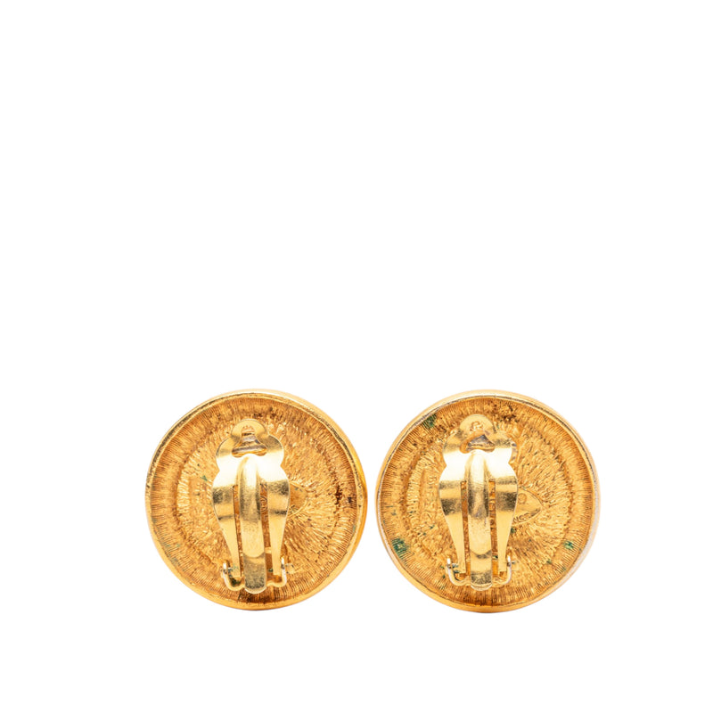 CC Gold Plated Round Clip On Earrings - Image 2