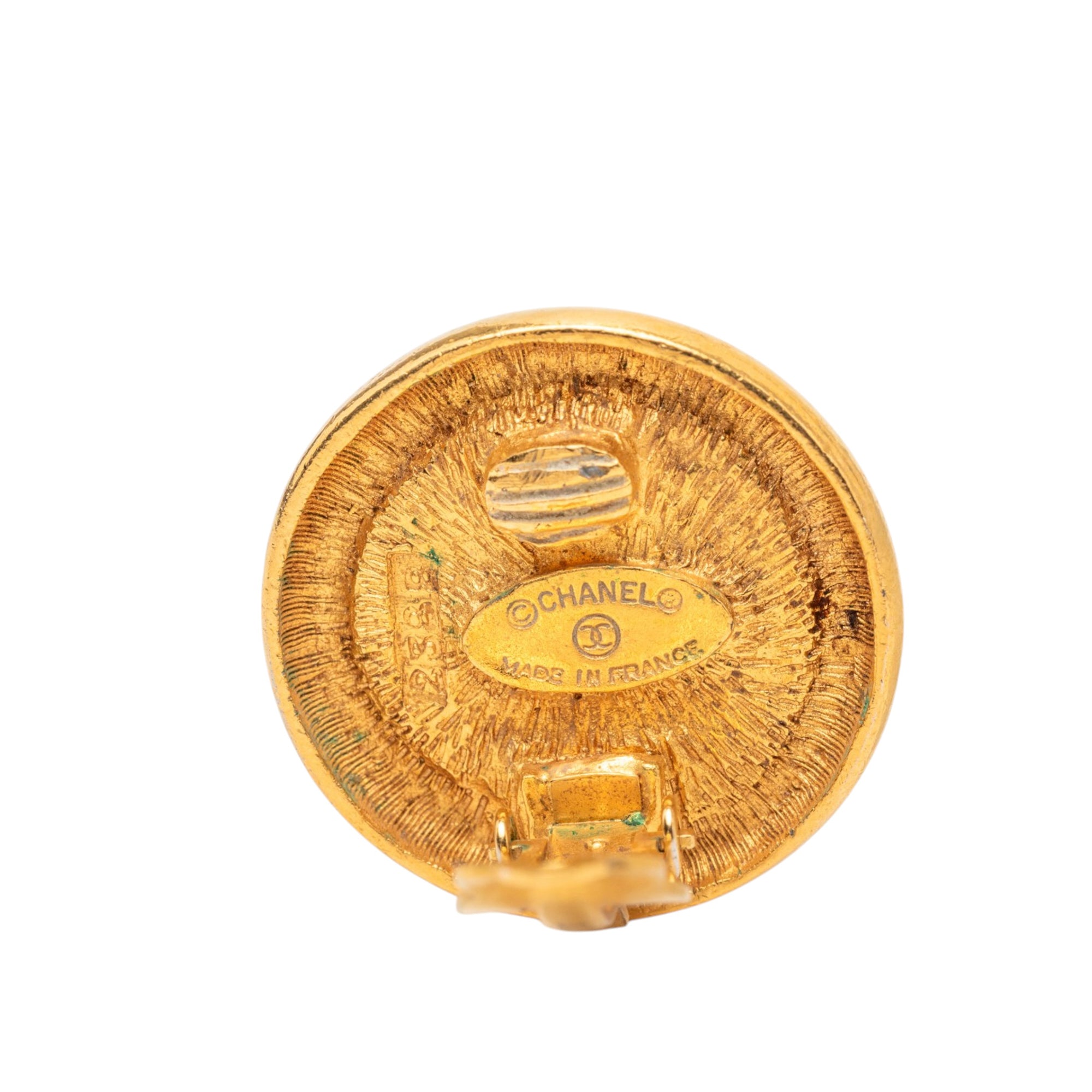 CC Gold Plated Round Clip On Earrings - Image 3