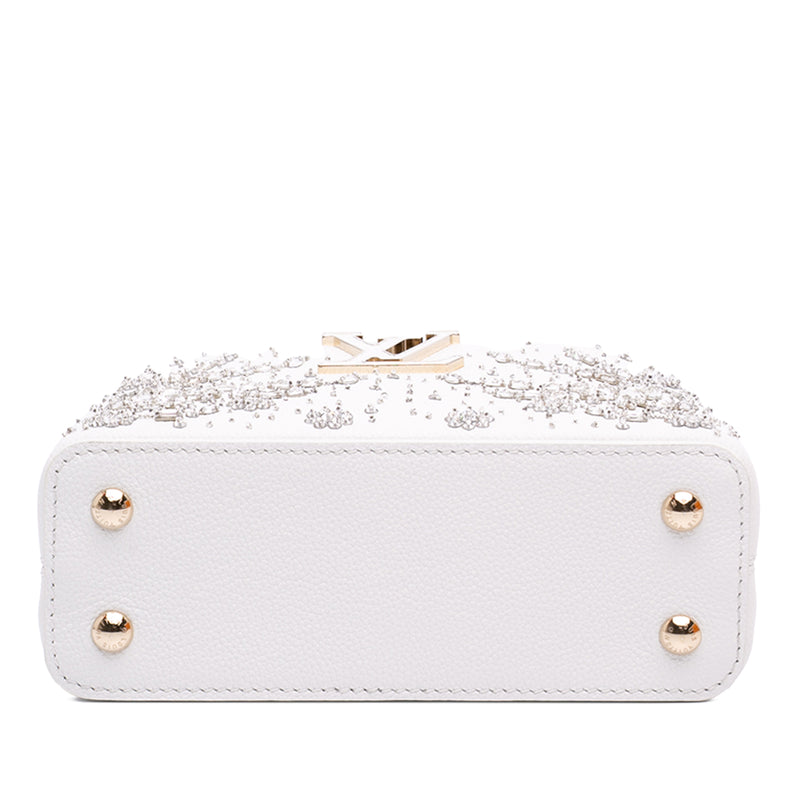 Calfskin Floral Embroidered Mini Capucines - Image 3