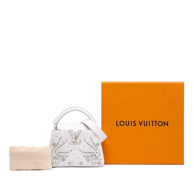 Calfskin Floral Embroidered Mini Capucines - Image 7