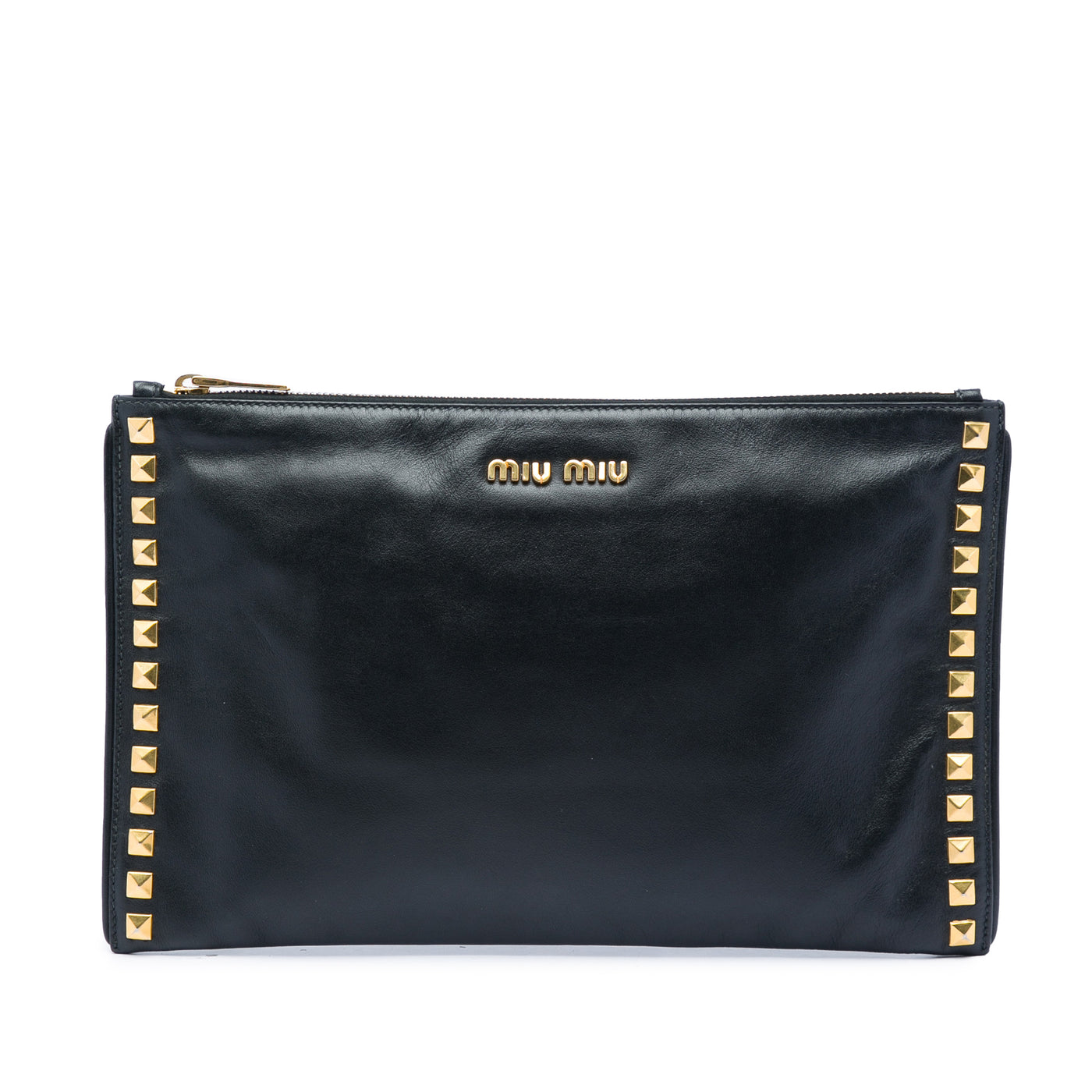 Studded Leather Zip Clutch - Image 1