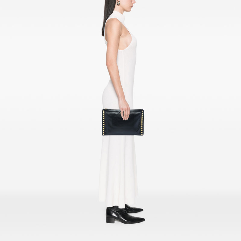 Studded Leather Zip Clutch - Image 6