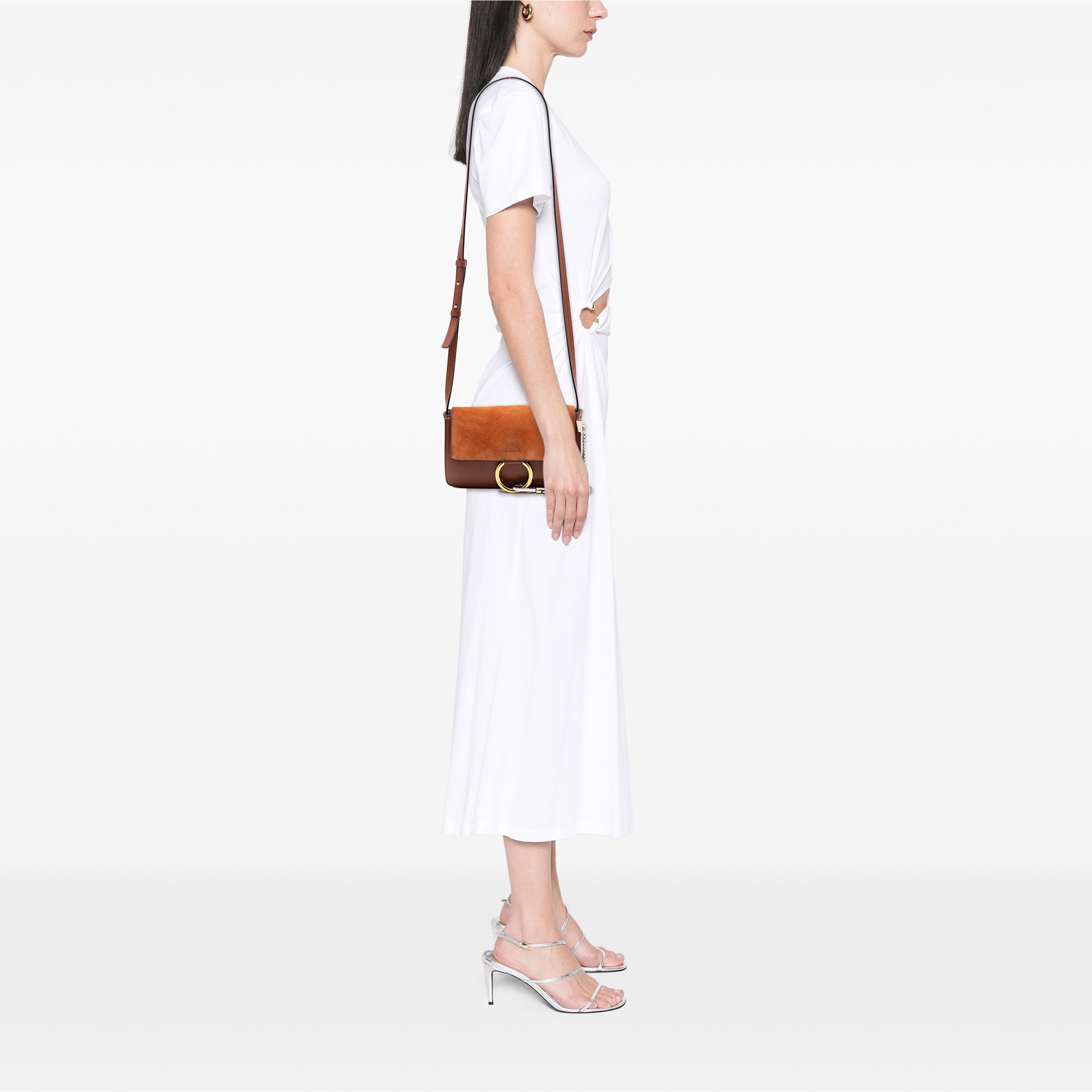 Small Suede and Calfskin Faye Crossbody - Image 7