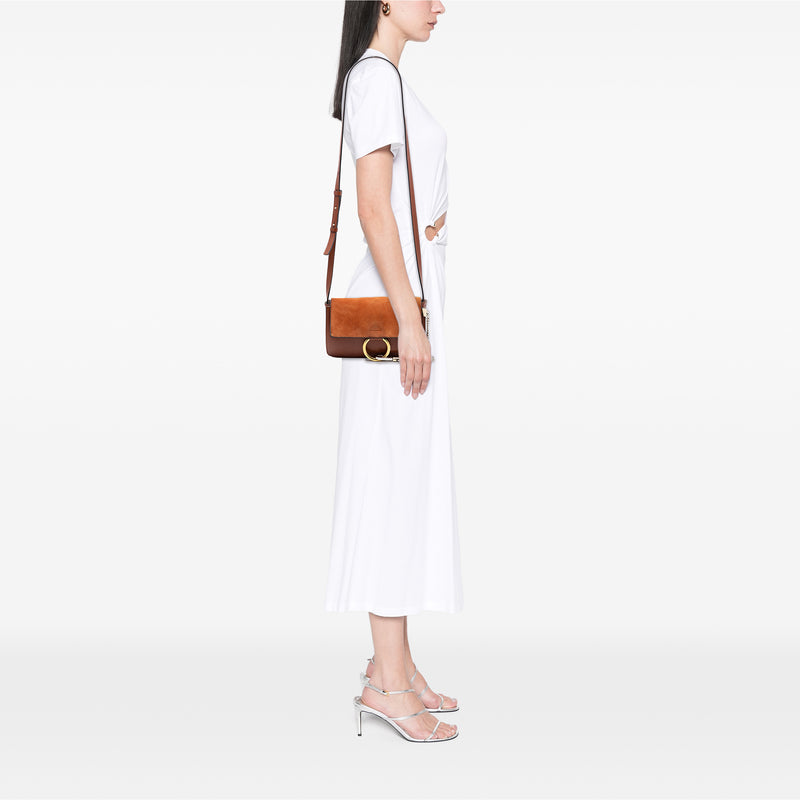 Small Suede and Calfskin Faye Crossbody - Image 7