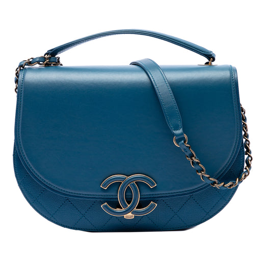 Medium Shiny Calfskin and Quilted Goatskin Coco Curve Flap - Image 1