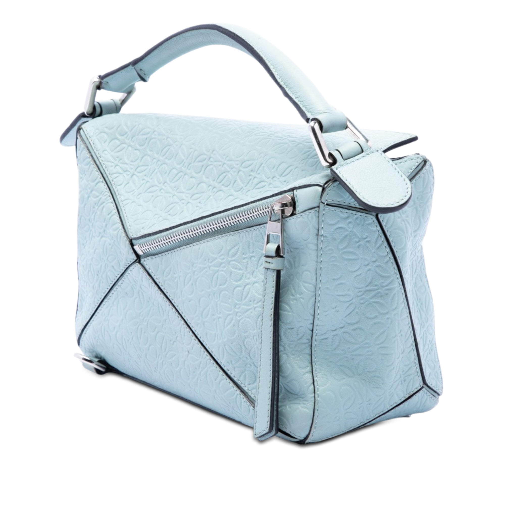 Small Anagram Embossed Calfskin Puzzle Satchel - Image 2