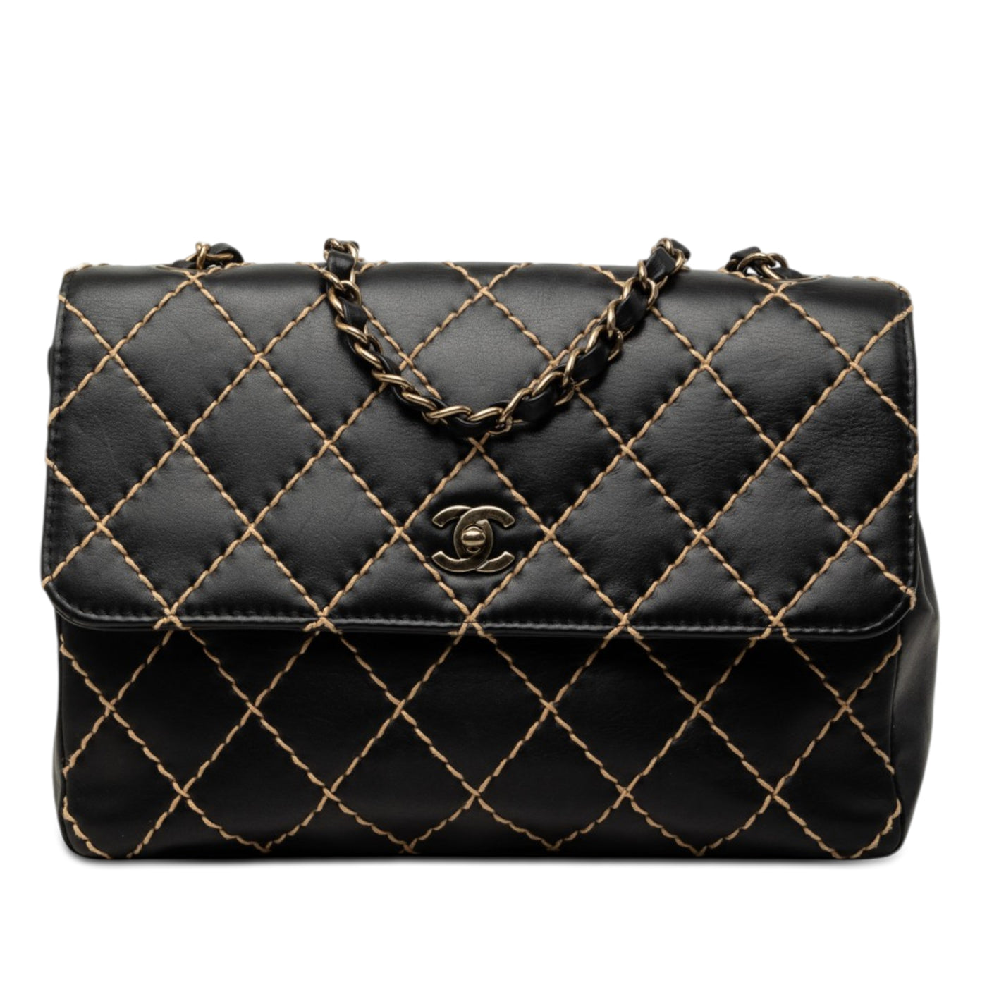 Jumbo CC Quilted Lambskin Wild Stitch Flap - Image 1