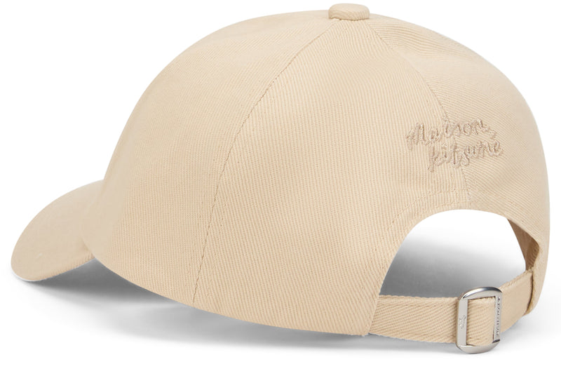 Maison Kitsuné Pm06100ww0096 Embroidered Fox Baseball Cap — Beige Cotton Caps