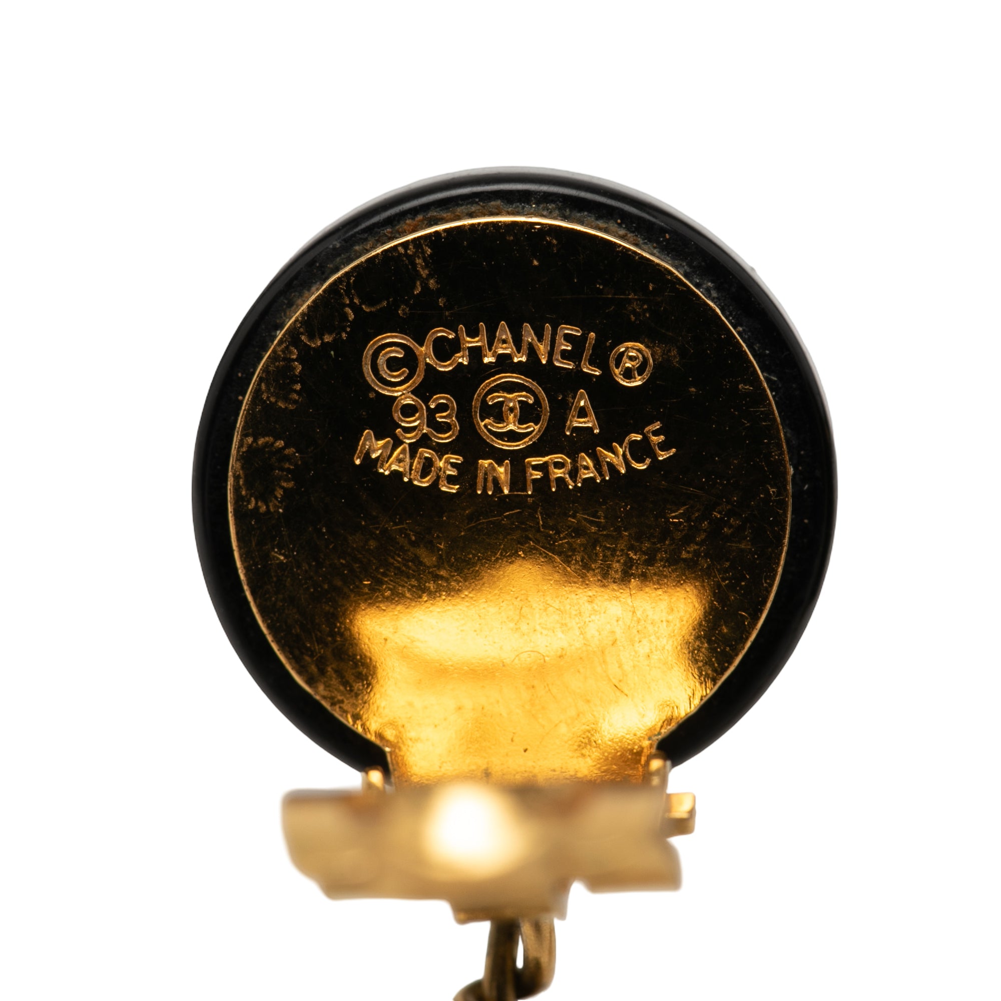 CC Gold Plated Resin and Faux Pearl Drop Clip On Earrings - Image 3