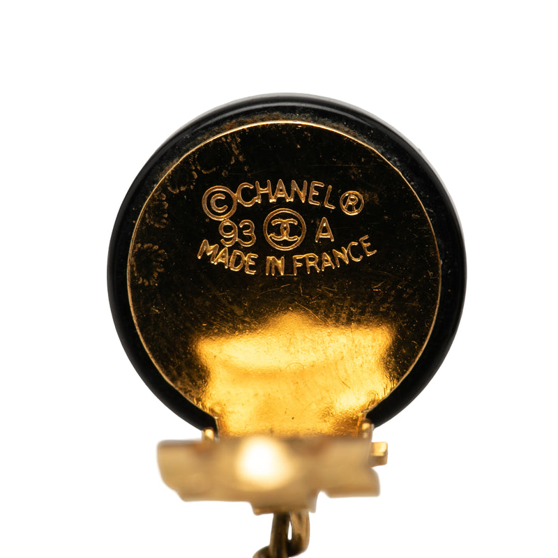CC Gold Plated Resin and Faux Pearl Drop Clip On Earrings - Image 3