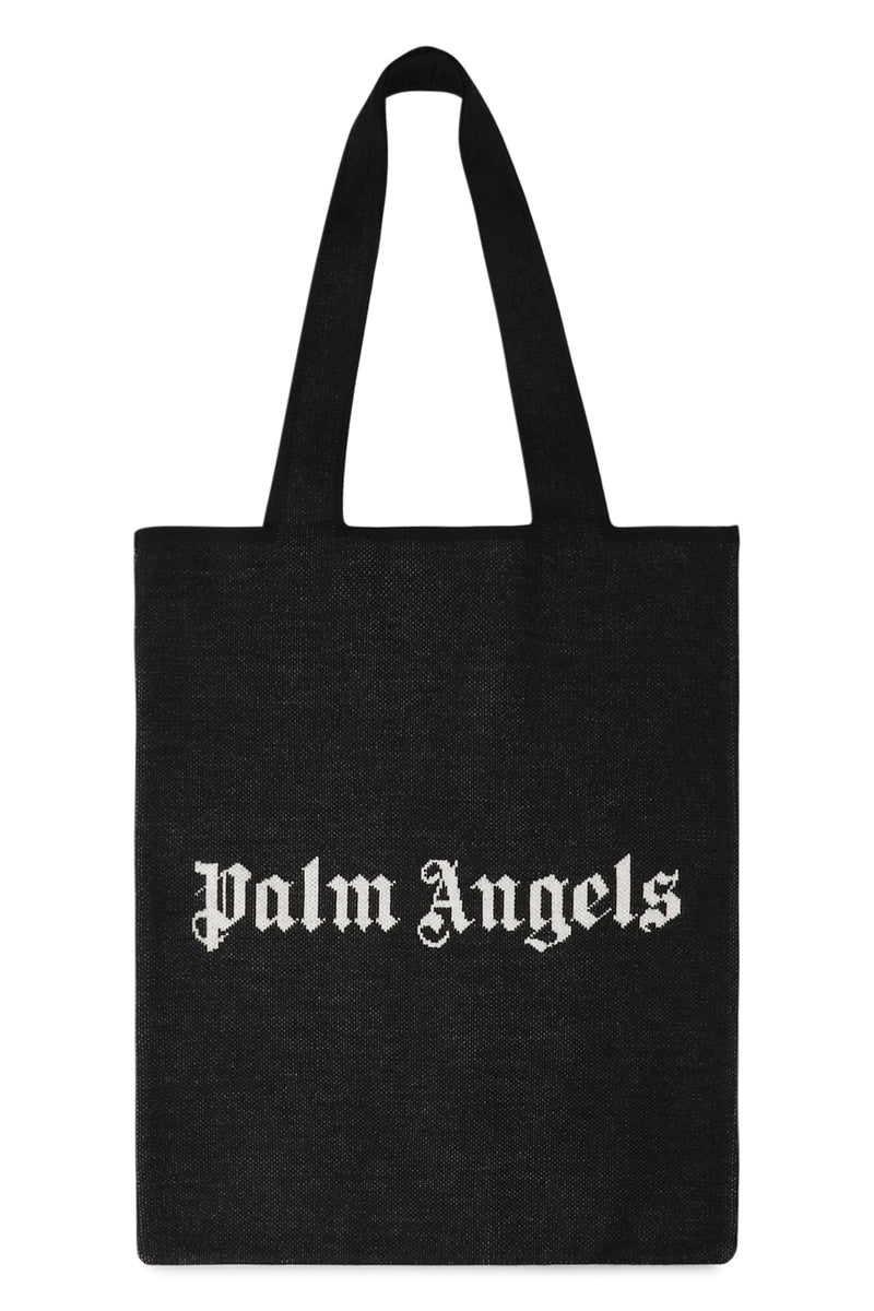 Palm Angels Logo-Embroidered Wool-Blend Tote Bag — Black