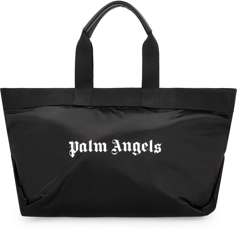 Palm Angels Logo-Print Nylon Tote Bag — Black Polyamide