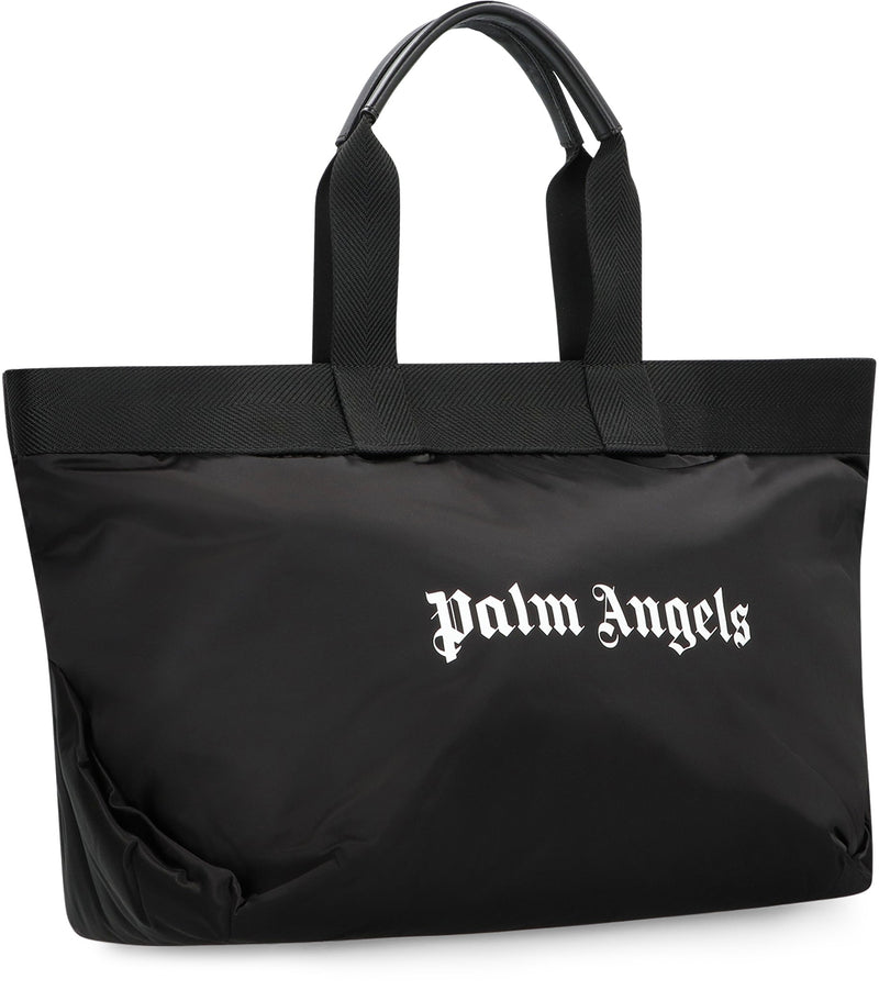 Palm Angels Logo-Print Nylon Tote Bag — Black Polyamide