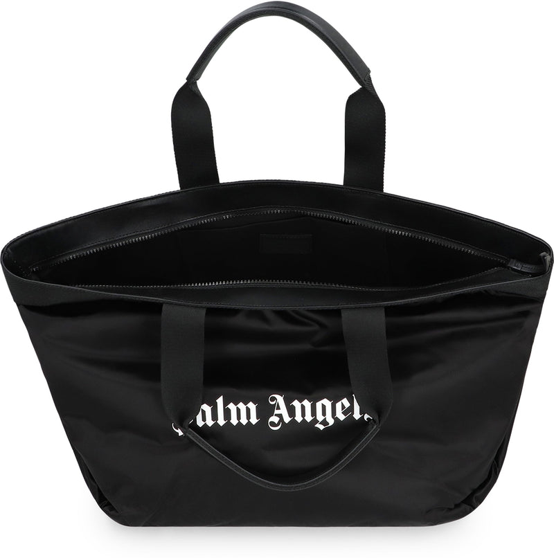 Palm Angels Logo-Print Nylon Tote Bag — Black Polyamide