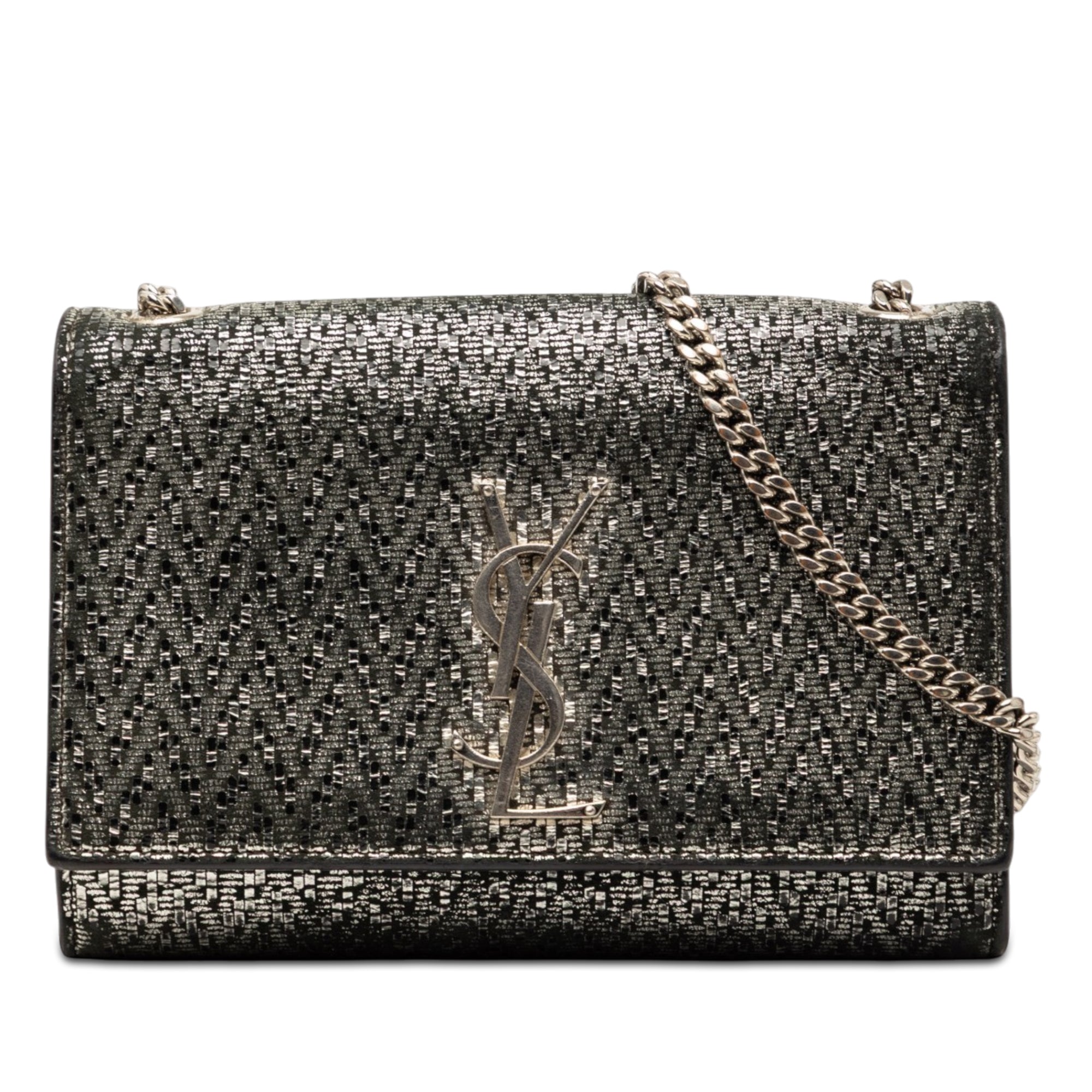 Small Metallic Chevron Calfskin Monogram Kate Crossbody - Image 1