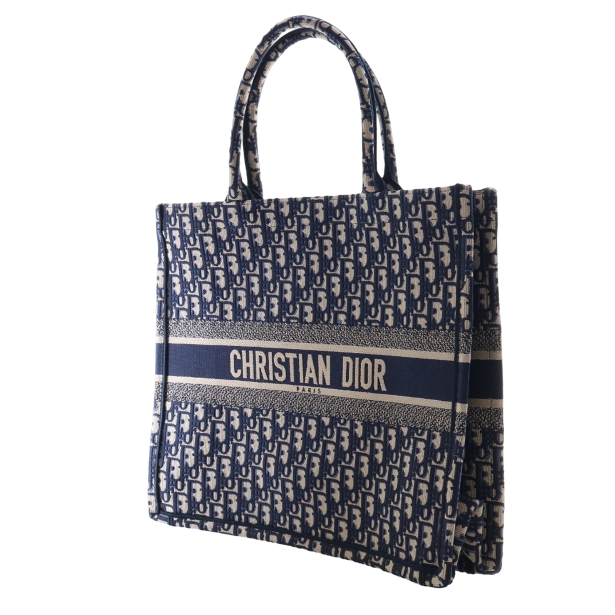 Large Oblique Embroidered Canvas Book Tote - Image 8