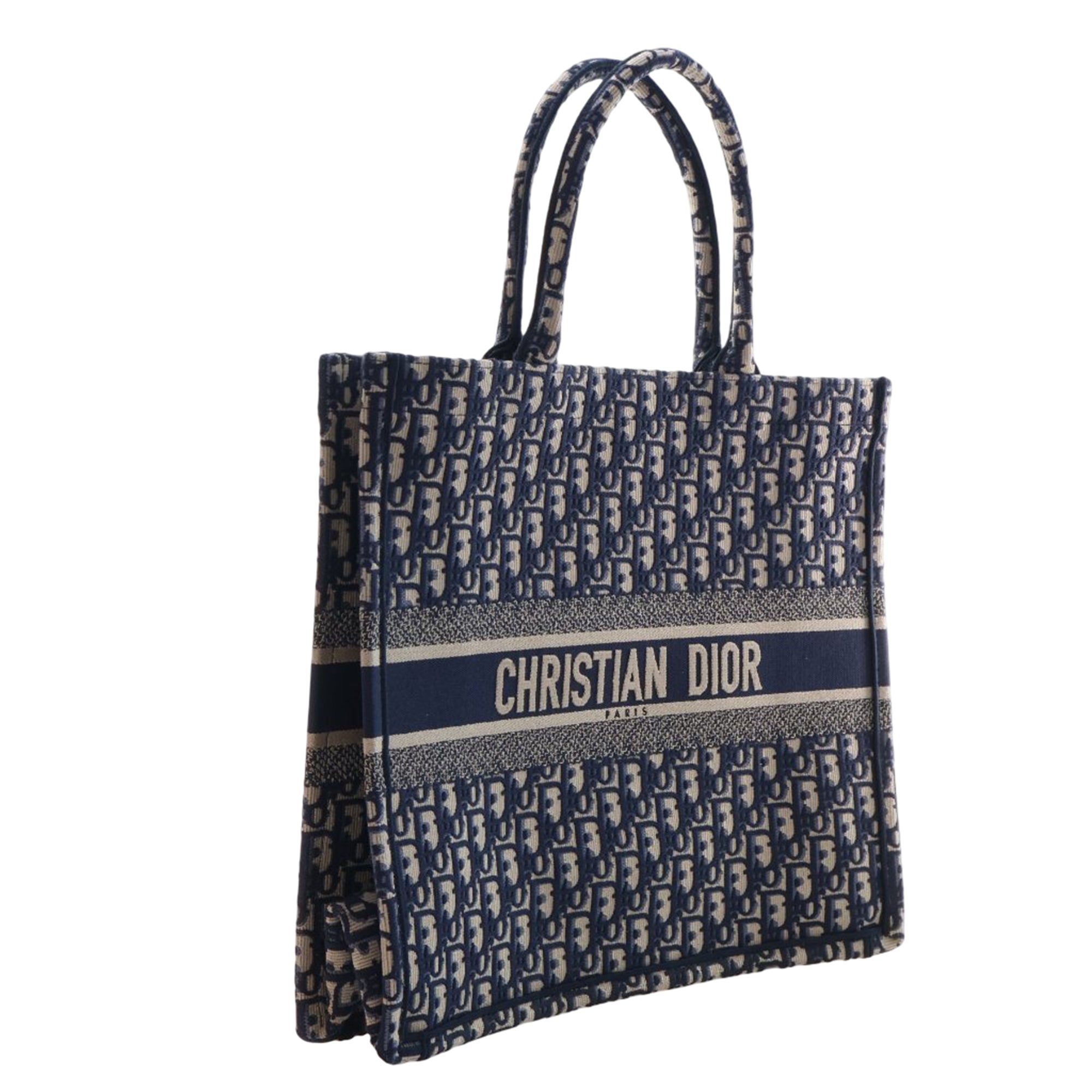 Large Oblique Embroidered Canvas Book Tote - Image 9