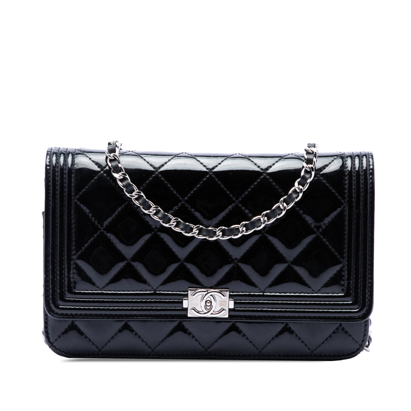 Quilted Patent Boy Wallet on Chain - Image 1