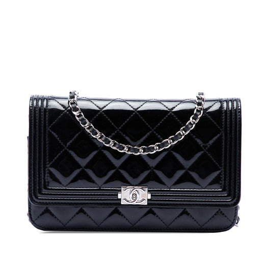 Quilted Patent Boy Wallet on Chain - Image 1