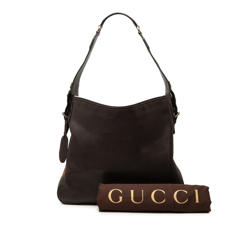 Medium Pebbled Calfskin Web Heritage Shoulder Bag - Image 10