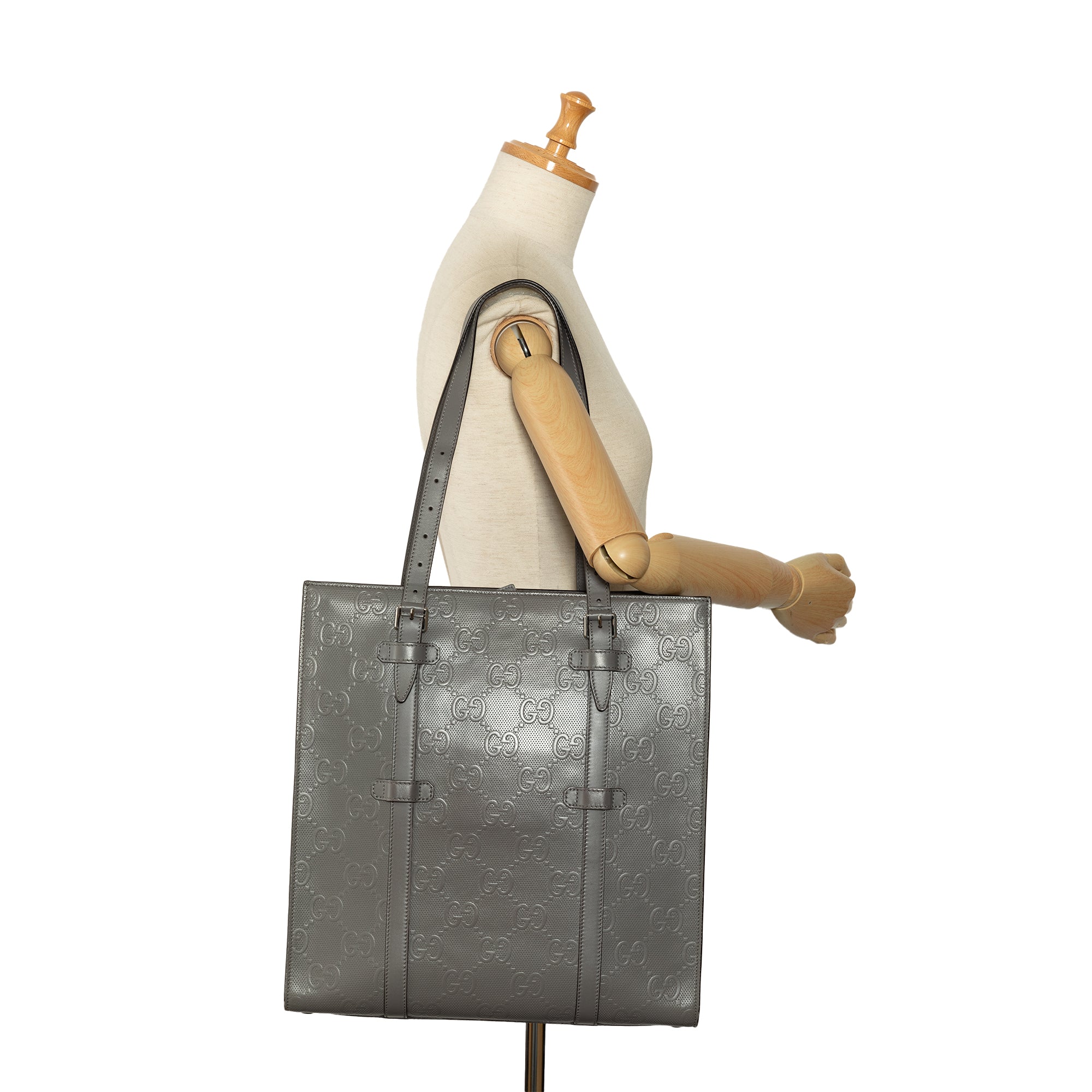 GG Embossed Leather Vertical Tote - Image 9