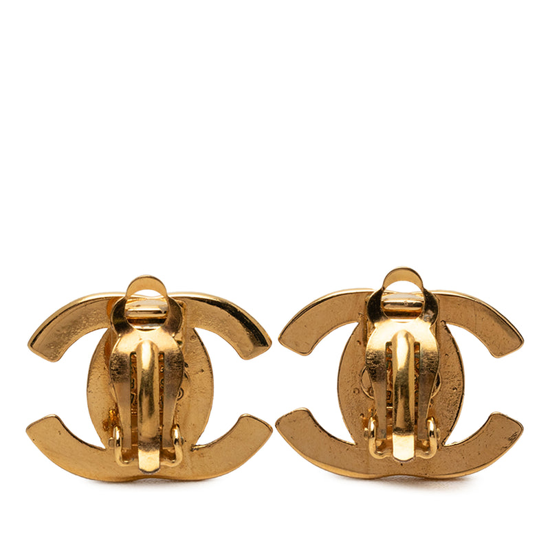 CC Gold Plated Turn Lock Clip On Earrings - Image 2