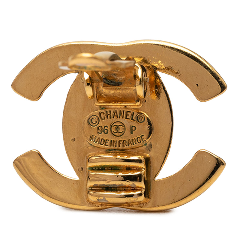 CC Gold Plated Turn Lock Clip On Earrings - Image 3
